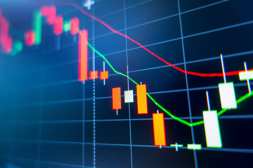 Stock exchange market graph analysis background